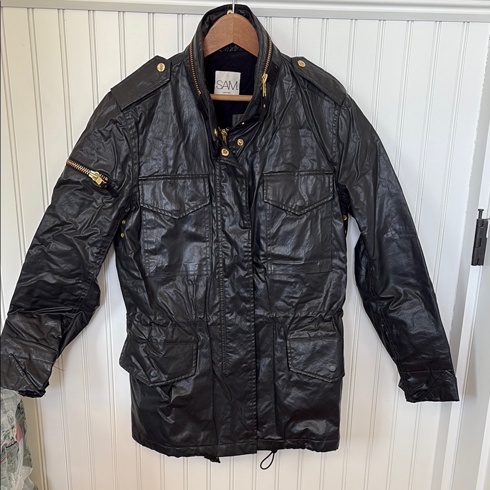 SAM. Black Military Field Jacket with Stand-Up Collar